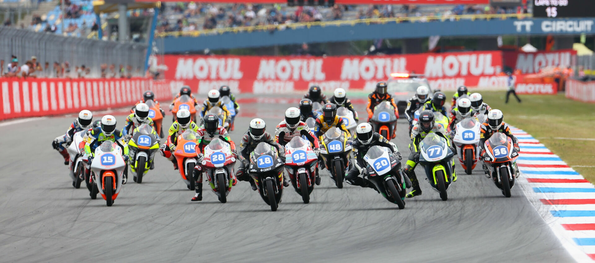 The start of Northern Talent Cup Race Two at Assen. Photo courtesy Dorna.