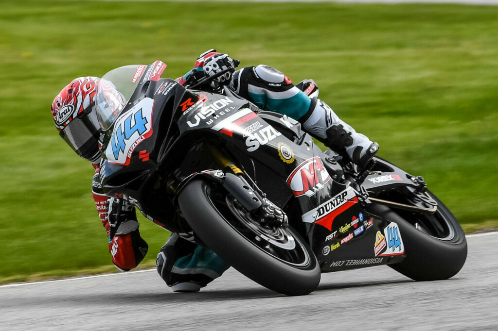 Sam Lochoff (44) had some misfortune in his warm-up lap in Race 2 but is building off the experience from Road America. Photo courtesy Suzuki Motor USA, LLC.