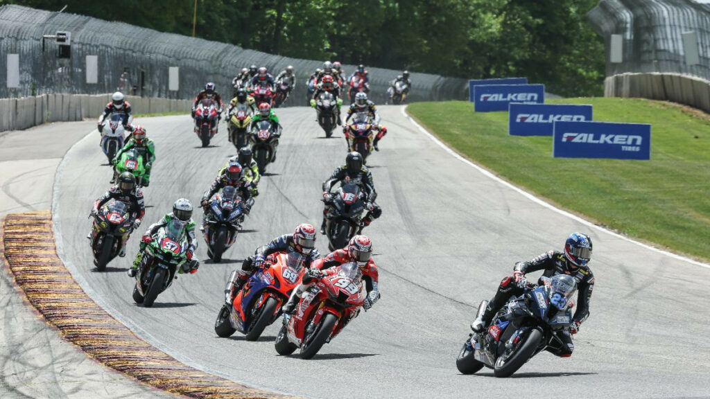 Corey Alexander (23) won his second Yuasa Stock 1000 race of the year on Saturday at Road America. Photo by Brian J. Nelson, courtesy MotoAmerica.