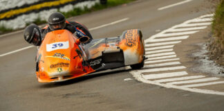 Sidecar pilot César Chanel (39), was killed Saturday, June 4 at the Isle of Man TT. Passenger Olivier Lavorel, who was originally reported deceased, suffered severe injuries but is still alive. Photo courtesy Isle of Man TT Press Office.