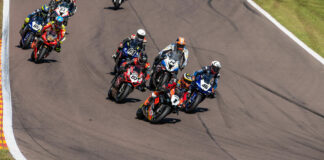 Action from an Australian Superbike race Sunday at Hidden Valley Raceway. Photo by Karl Phillipson @optikalphoto, courtesy ASBK.