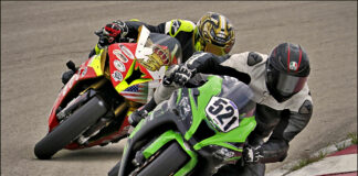 Anthony Norton (512) fends off Genaro Lopez (3) through the Release corner during Round Two of the UtahSBA’s King of the Mountain GTO Race held at Utah Motorsports Campus’ East Track. Photo by Steve Midgley, courtesy UtahSBA.