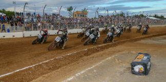 The start of the AFT SuperTwins main event at the 2019 Laconia Short Track. Photo by Scott Hunter, courtesy AFT.