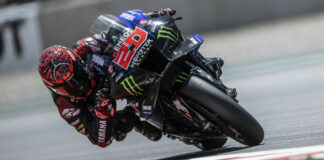 Fabio Quartararo (20) on his Monster Energy Yamaha YZR-M1 at Catalunya. Photo courtesy Monster Energy Yamaha.