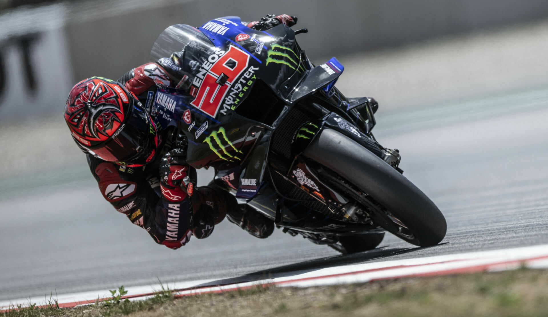 Fabio Quartararo (20) on his Monster Energy Yamaha YZR-M1 at Catalunya. Photo courtesy Monster Energy Yamaha.