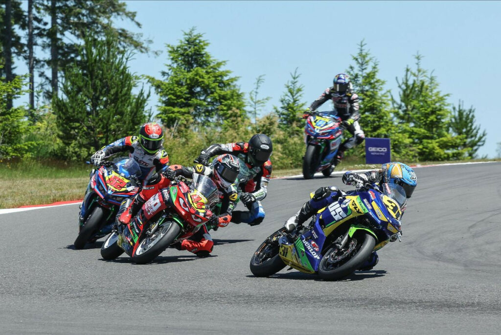 Kayla Yaakov (31) became the first female to win a MotoAmerica race when she took victory in Sunday's SportbikeTrackGear.com Junior Cup race. Photo by Brian J. Nelson, courtesy MotoAmerica.