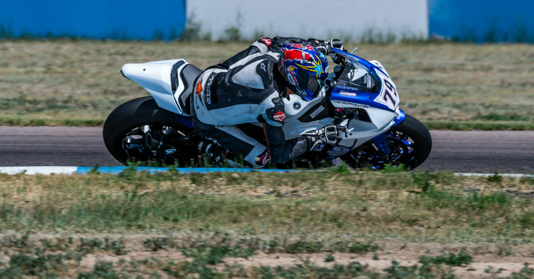 Mike Applegate (79) at speed at High Plains Raceway, in Colorado. Photo by Kelly Vernell, courtesy MRA.