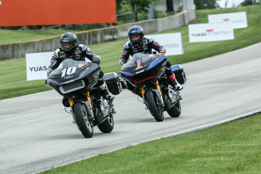 Screamin' Eagle Harley-Davidson's Travis Wyman (10) and Kyle Wyman (1). Photo by Brian J. Nelson, courtesy Harley-Davidson.