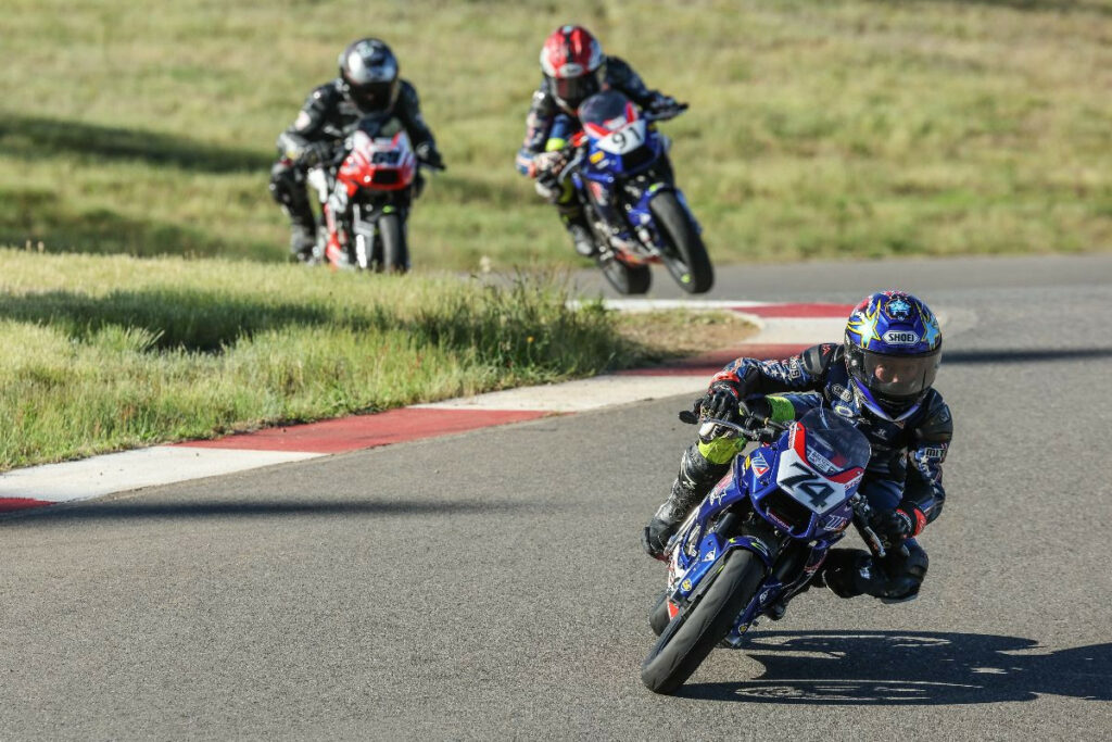 Kensei Matsudaira (74) won both 190cc races in Mini Cup by Motul action. Photo by Brian J. Nelson, courtesy MotoAmerica.