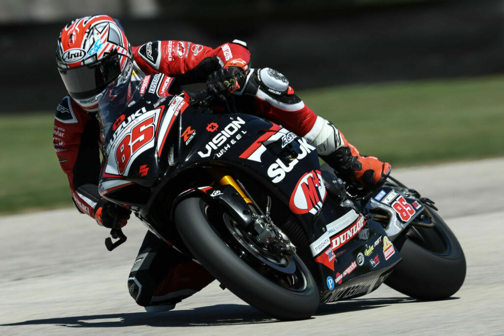 After a tough qualifying session, Jake Lewis (85) collected another top six at Road America. Photo courtesy Suzuki Motor USA, LLC.