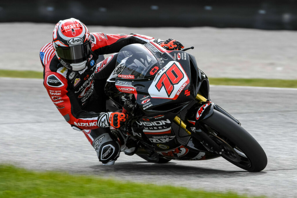 After some trouble in Race 2, Tyler Scott (70) is looking forward to building off the win in Race 1 and take it to the next round at Ridge Motorsports Park. Photo courtesy Suzuki Motor USA, LLC.