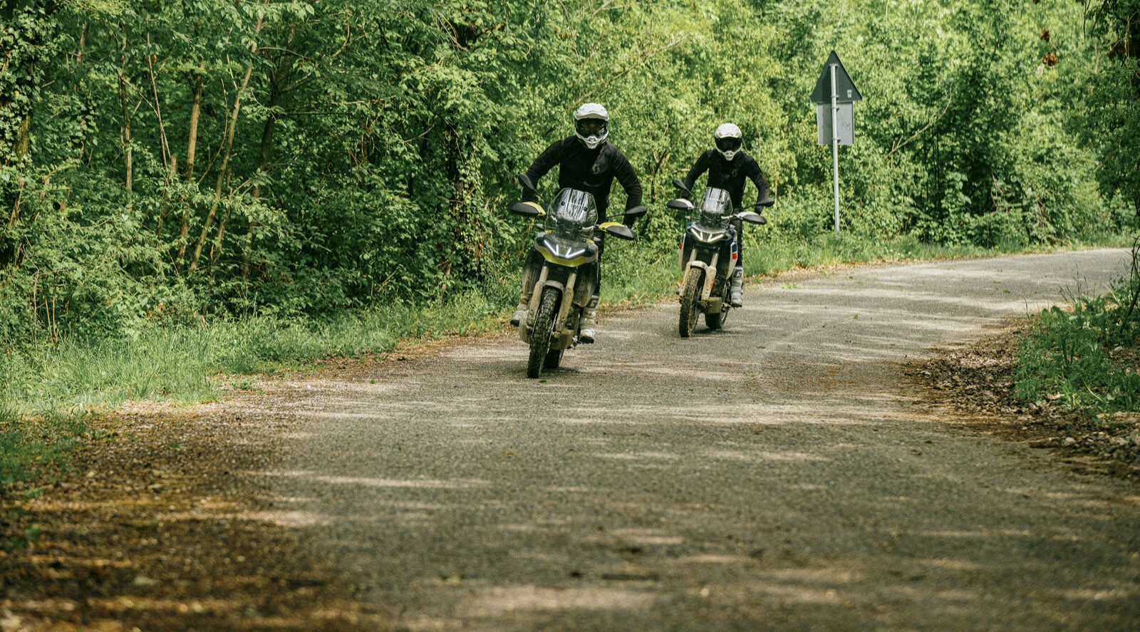 Two riders on Aprilia's new Tuareg 660 Adventure motorcycle. Photo courtesy Aprilia.