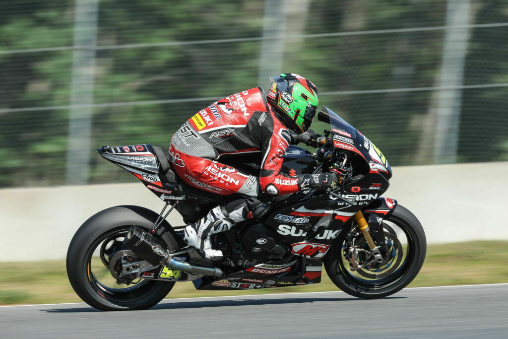 Richie Escalante (54) unfortunately could not participate in Race One after a hard fall in qualifying. Photo courtesy Suzuki Motor USA LLC.