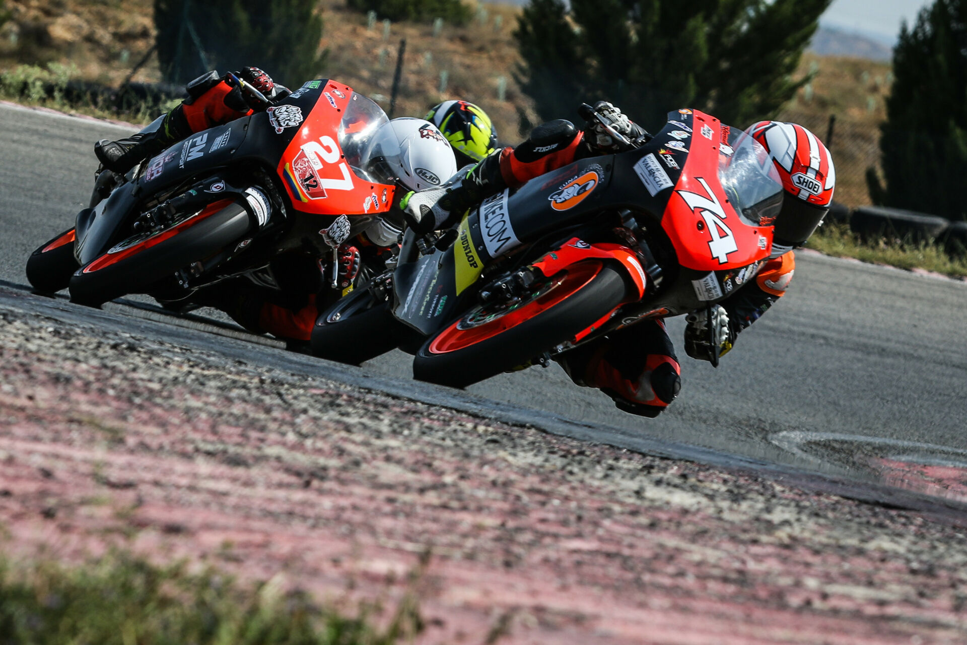 Kensei Matsudaira (74) leading a Moto5 race in Spain. Photo by Benaisa Photography, courtesy Evike.com.