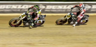 Teammates and AFT SuperTwins Championship rivals Jared Mees (1) and Briar Bauman (3). Photo courtesy AFT.