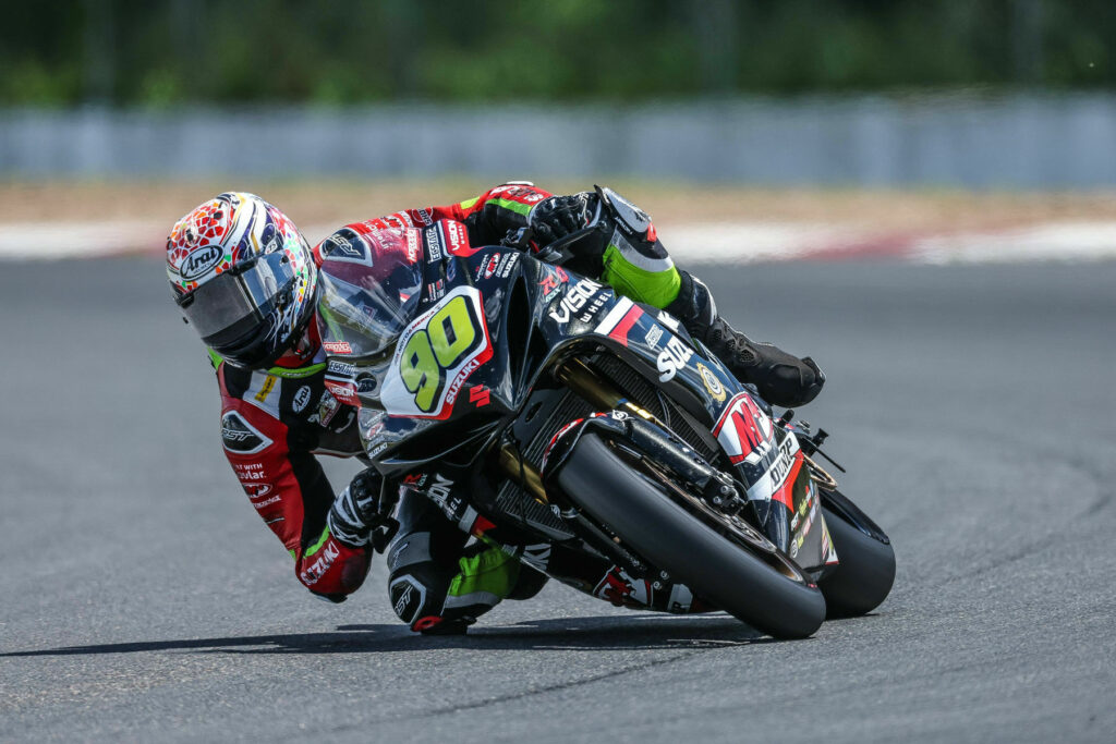 A hard-fought top 10 finish for Liam Grant (90) in Race One and is looking to make improvements in Race Two. Photo courtesy Suzuki Motor USA LLC.