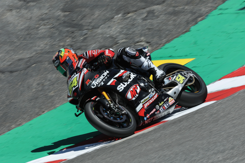 Back-to-back fourth-place finishes for Richie Escalante (54) aboard the GSX-R1000R and he is looking to gain even more speed in the second half of the season. Photo by Brian J. Nelson, courtesy Suzuki Motor USA LLC.