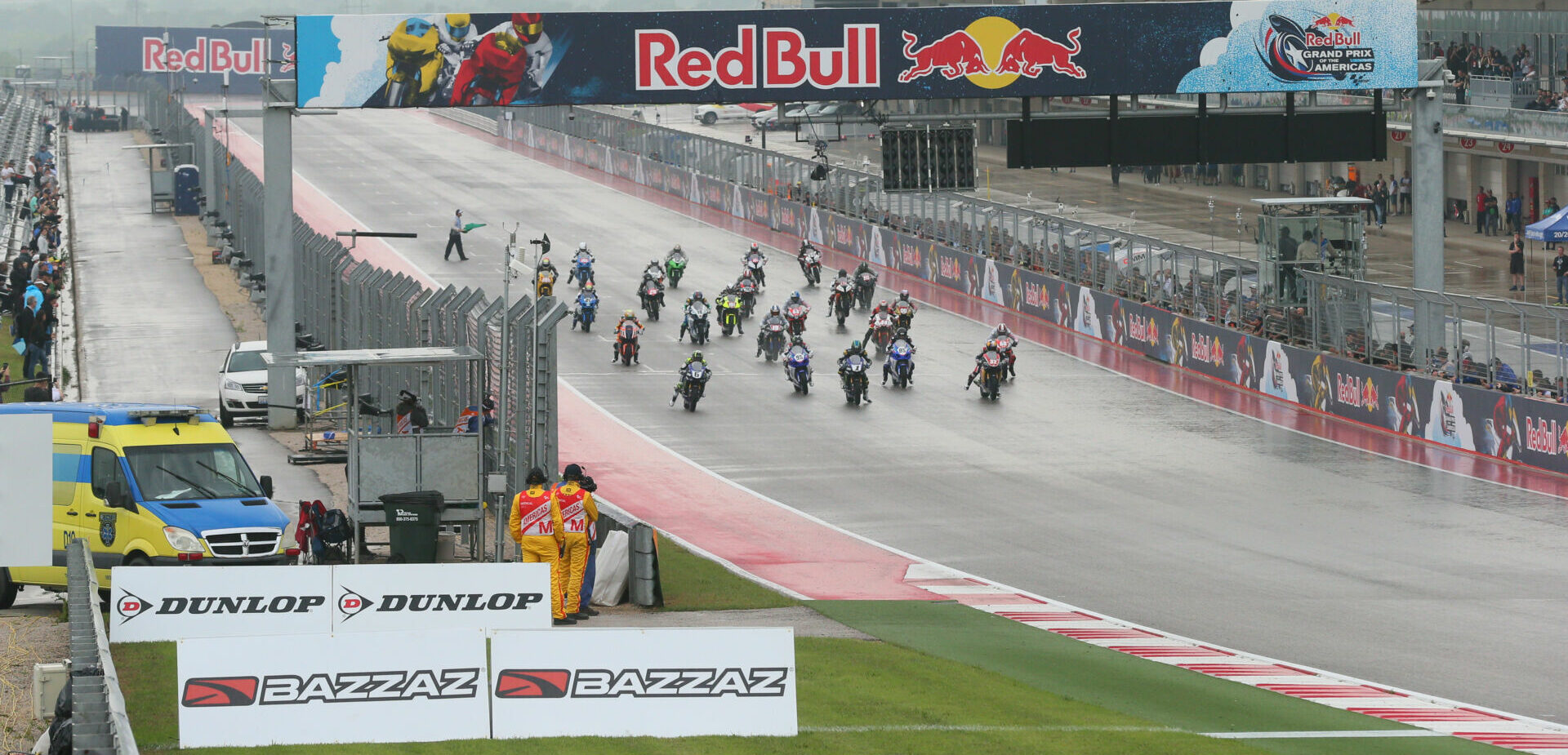 The start of the first-ever MotoAmerica Superbike race at COTA in 2015. Photo by Brian J. Nelson.