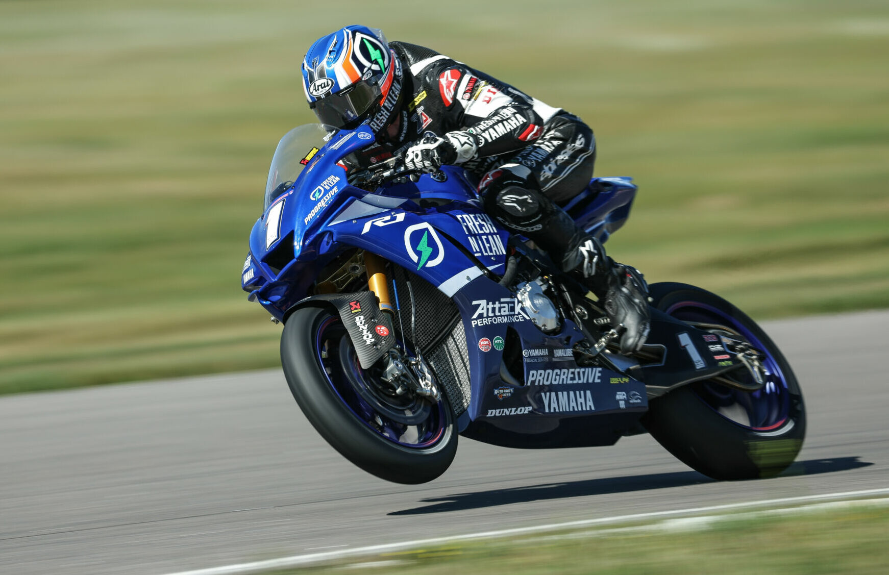 Jake Gagne (1) in action at Brainerd International Raceway. Photo by Brian J. Nelson.