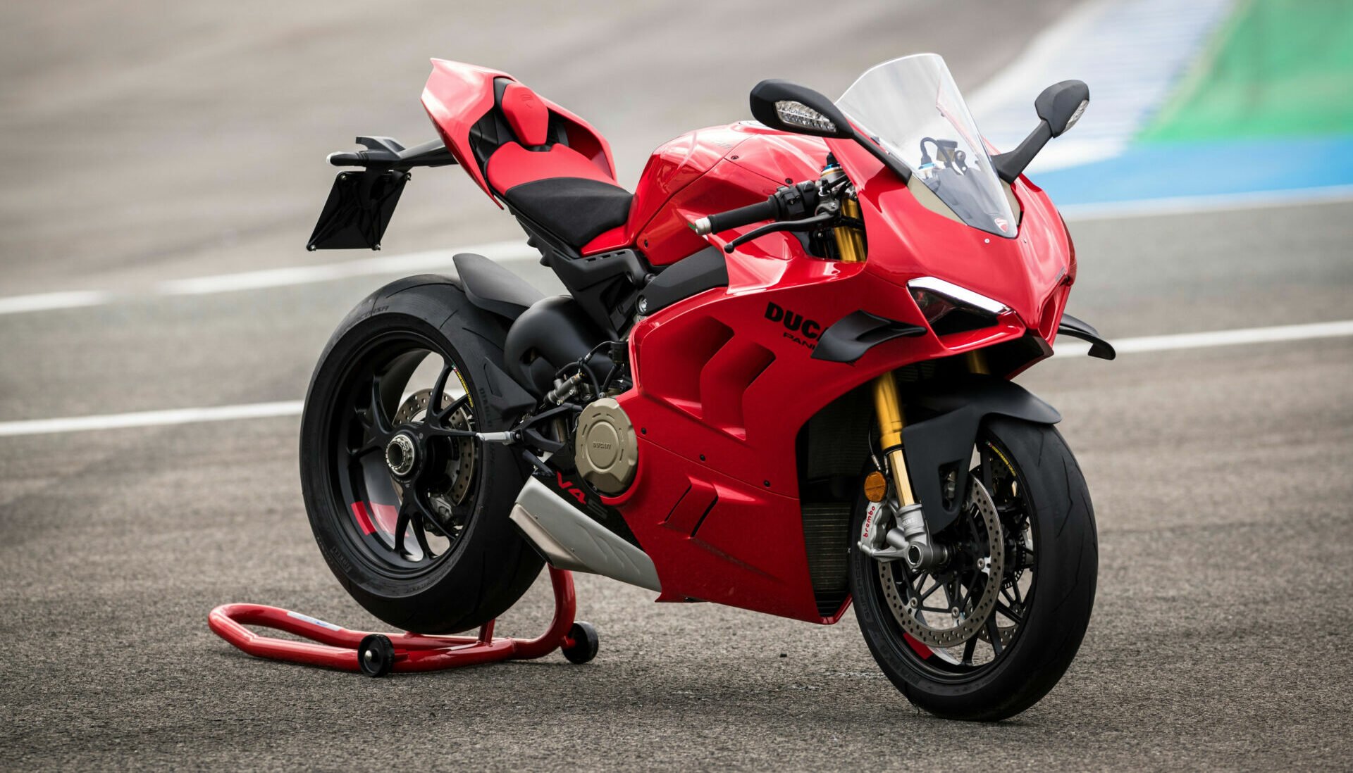 A 2023-model Ducati Panigale V4 S at rest. Photo courtesy Ducati.