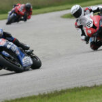 Defending Canadian Superbike champion Alex Dumas (1) trails rival Ben Young (86) in the 2022 point standings entering round two at Calabogie Motorsports Park, but Dumas remains the favorite after four consecutive wins there in 2021. Photo by Rob O’Brien, courtesy CSBK/PMP.