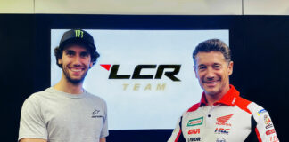 Alex Rins (left) with LCR Honda Team Principal Lucio Cechinello (right). Photo courtesy LCR Honda.