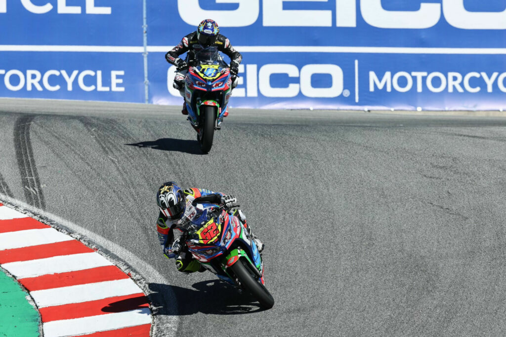 Joe LiMandri (62) and Max Van (48) in action at WeatherTech Raceway Laguna Seca.