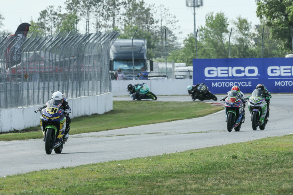 Kayla Yaakov (31) took the lead on the final lap of the SportbikeTrackGear.com Junior Cup and held on for her second victory of the season. Photo by Brian J. Nelson, courtesy MotoAmerica.