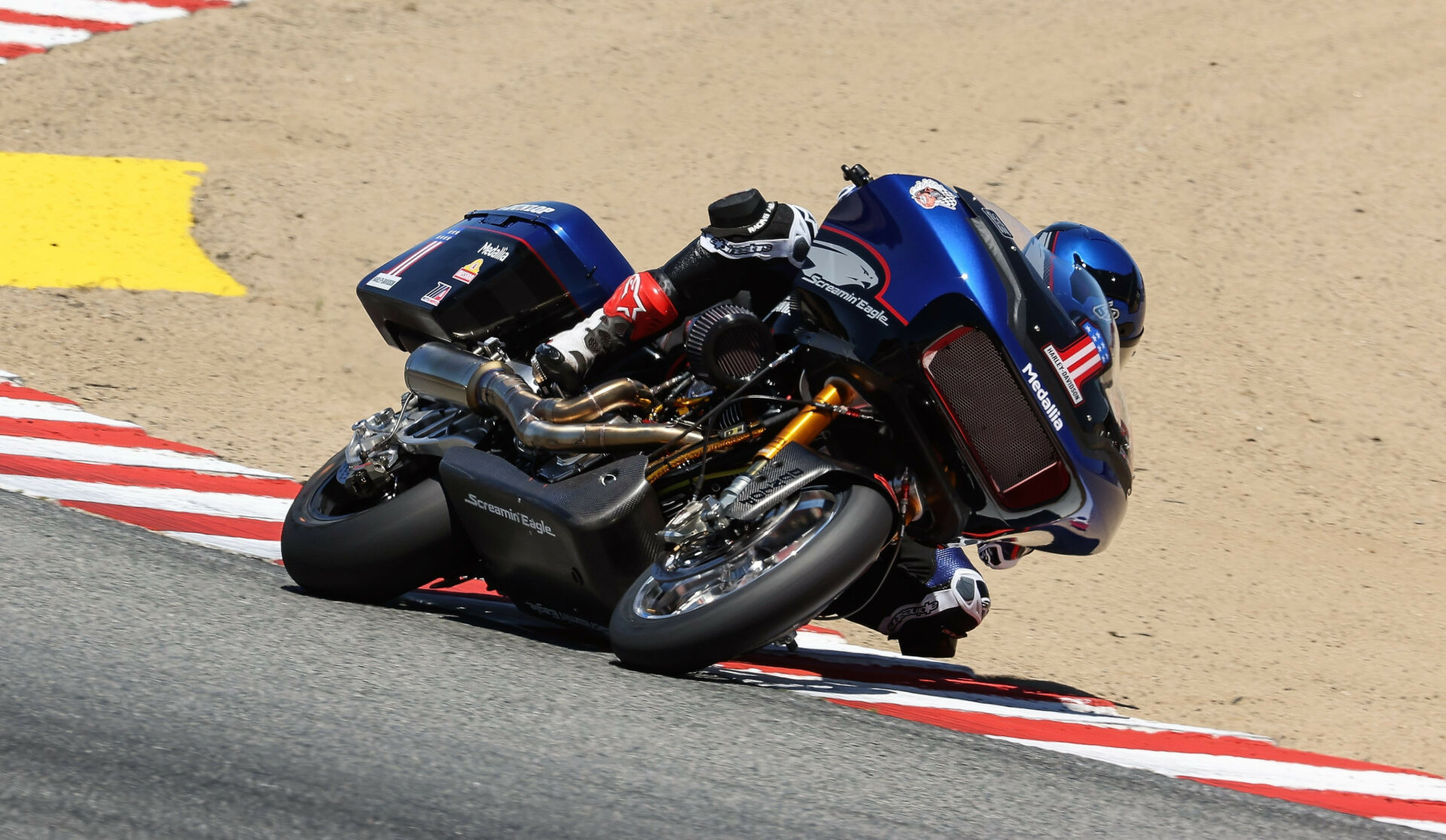 Kyle Wyman (1) on his Screamin' Eagle Harley-Davidson Road Glide at Laguna Seca. Photo by Brian J. Nelson, courtesy Harley-Davidson.