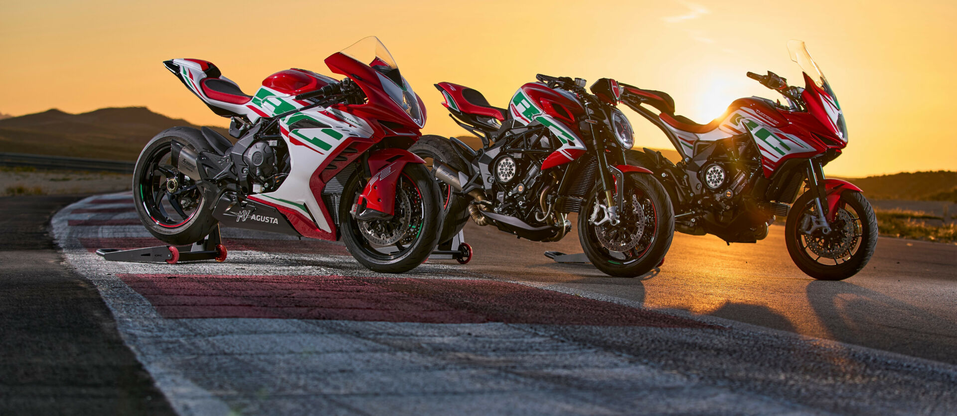 MV Agusta's 2022 RC range (from left): F3 RC, Dragster RC SCS, and Turismo Veloce RC SCS. Photo courtesy MV Agusta.