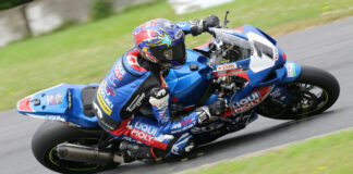 Defending CSBK champion Alex Dumas (1) came out on top of a historic Pro Superbike qualifying session Friday at Atlantic Motorsport Park. Photo by Rob O'Brien, courtesy CSBK/PMP.