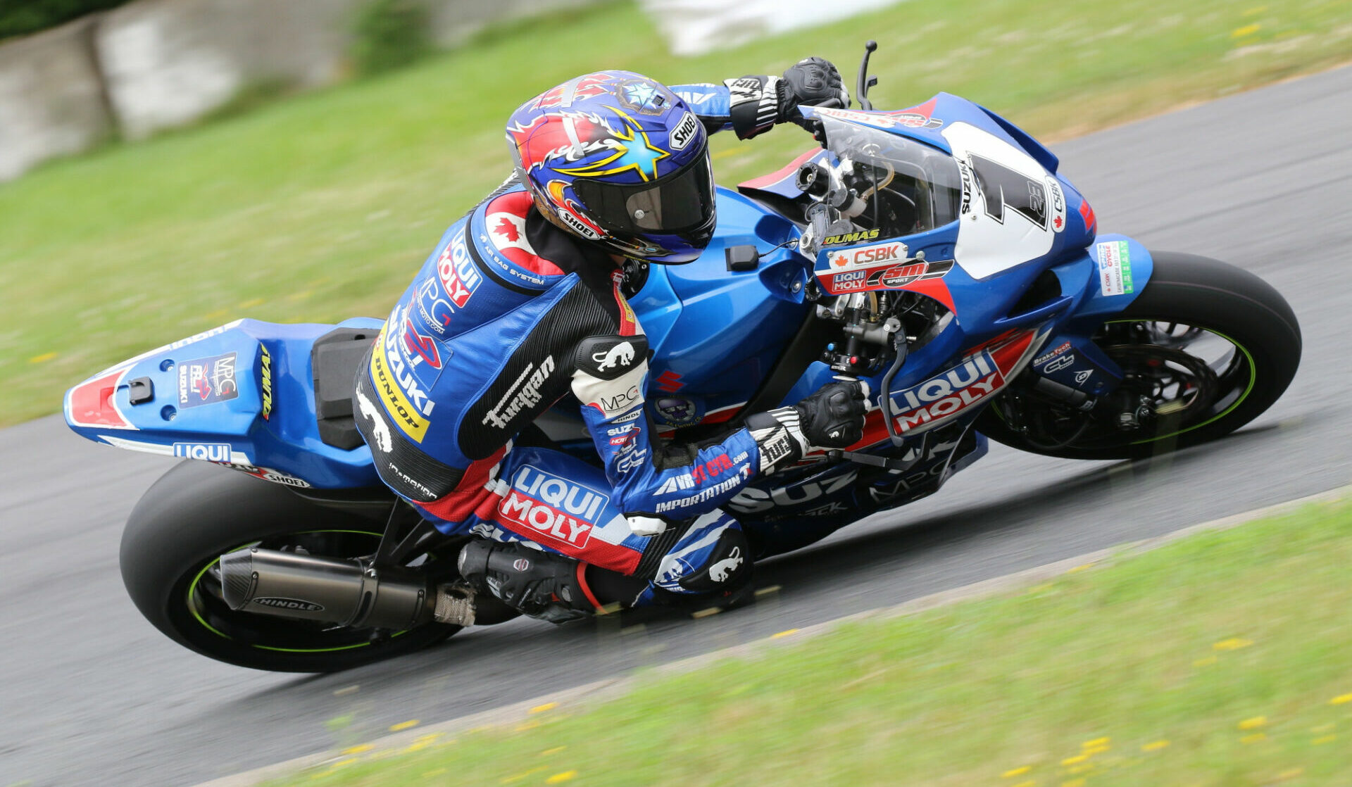 Defending CSBK champion Alex Dumas (1) came out on top of a historic Pro Superbike qualifying session Friday at Atlantic Motorsport Park. Photo by Rob O'Brien, courtesy CSBK/PMP.