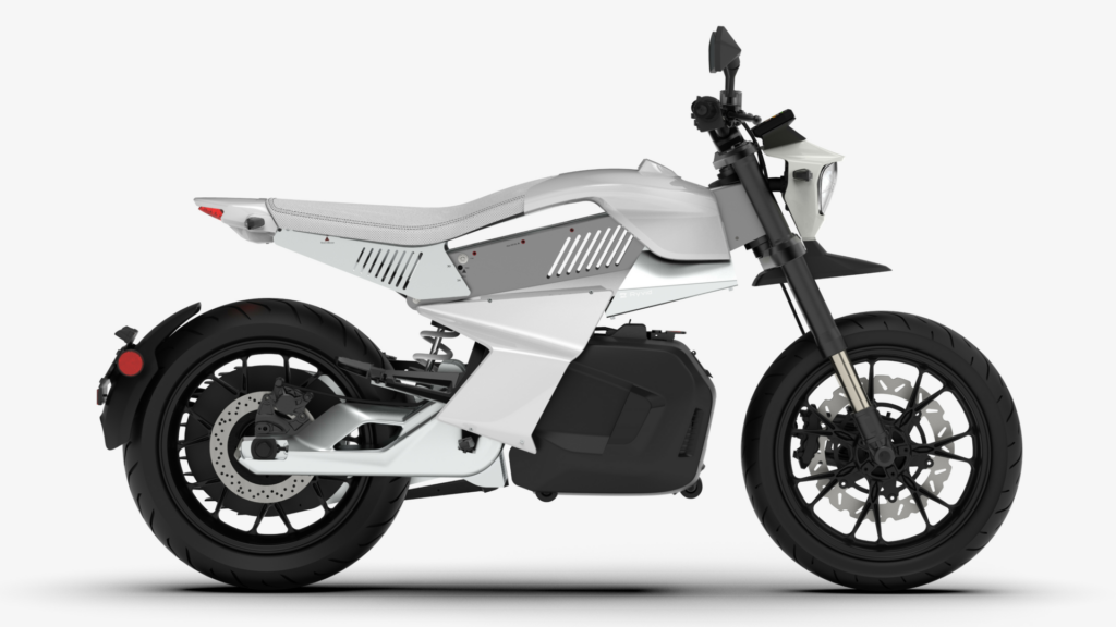 The right side of a Ryvid Anthem Launch Edition electric motorcycle. Image courtesy Ryvid.