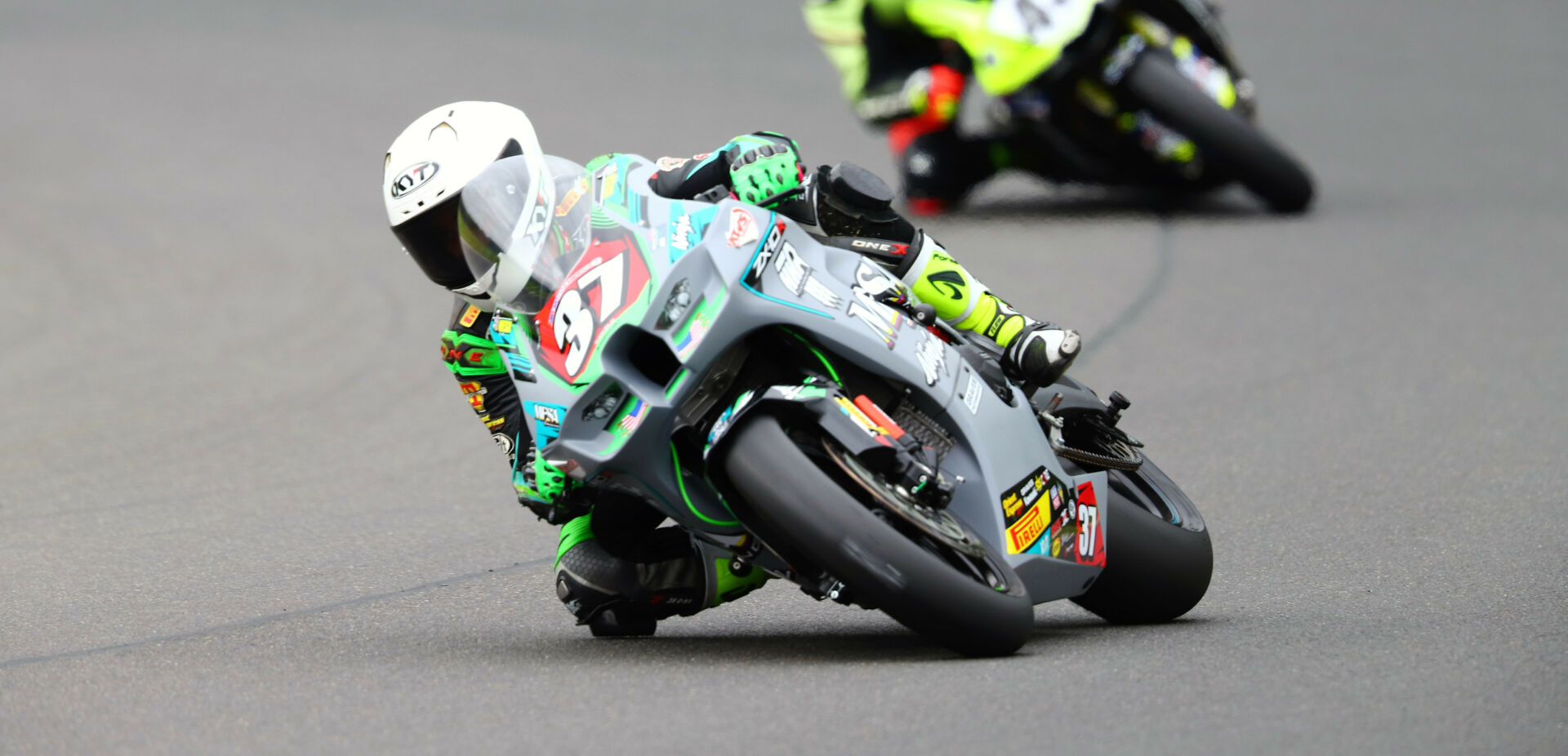 Stefano Mesa (37) set a new motorcycle lap record at recently repaved Roebling Road Raceway. Photo by Etechphoto.com, courtesy Pirelli.