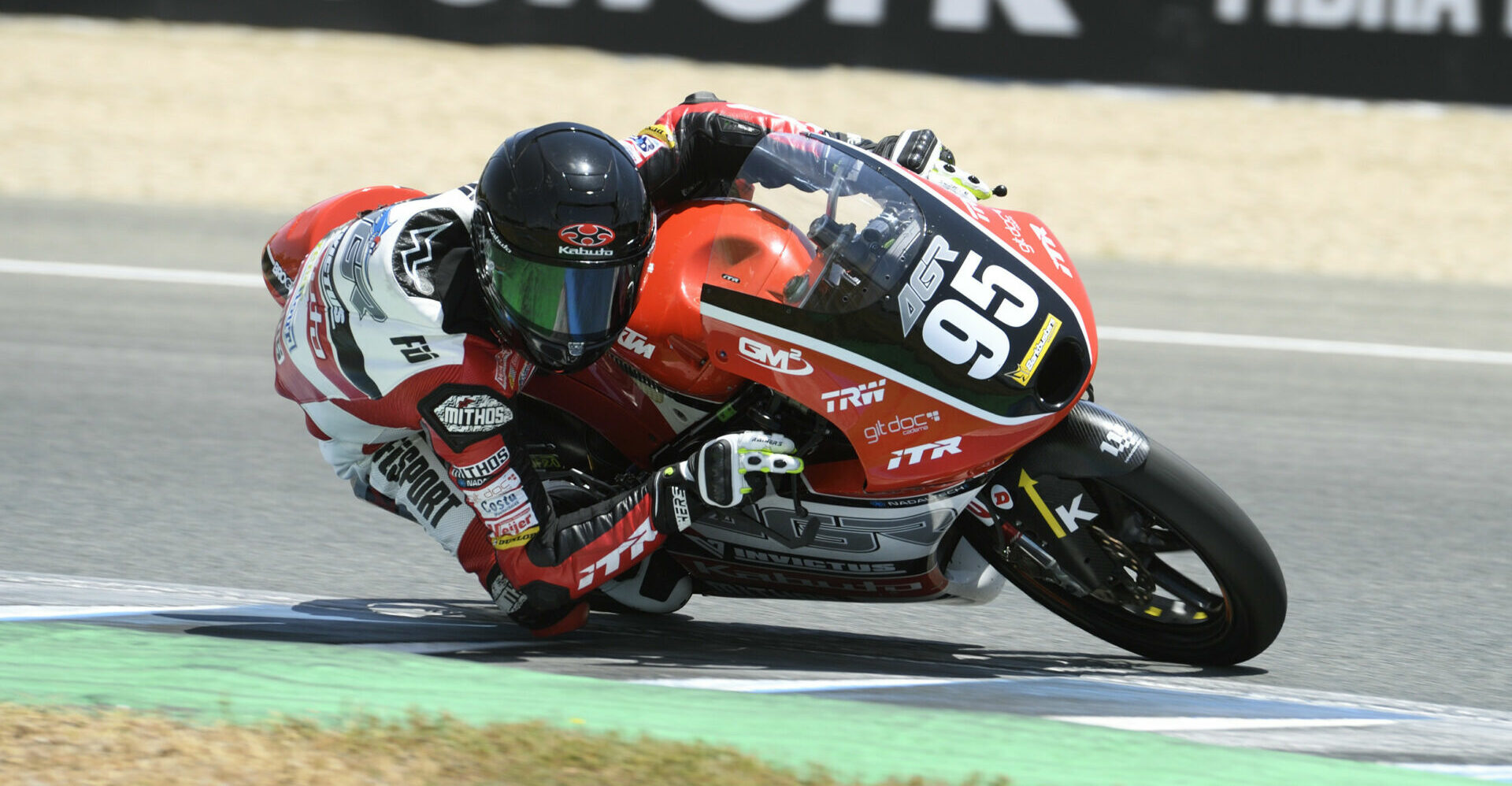 Collin Veijer (95) won JuniorGP Race One at Jerez. Photo courtesy JuniorGP.