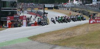 The start of a British Superbike race at Brands Hatch. Photo courtesy MSVR.