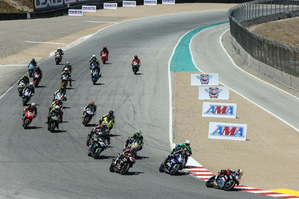 Josh Herrin (2) battled with Tyler Scott (70) in the first of two Supersport races on Saturday before racing to his sixth win of the season. Photo by Brian J. Nelson.