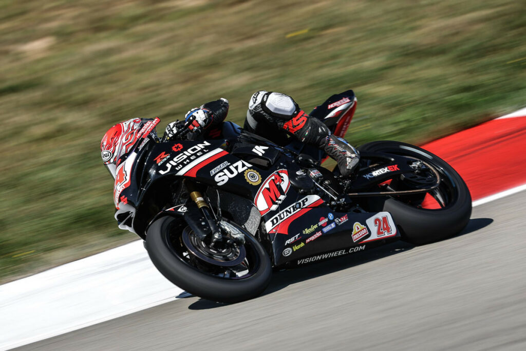 Cory Ventura (24) continues his progression in the Supersport class with a sixth-place finish in Race 1. Photo courtesy Suzuki Motor USA, LLC.