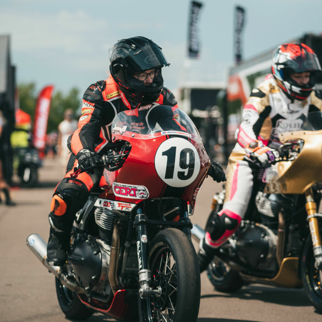 Jenny Chancellor (19) at Brainerd International Raceway. Photo courtesy Royal Enfield North America.