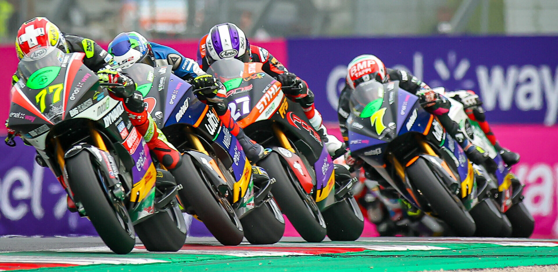 The FIM MotoE World Cup resumes this weekend at the Red Bull Ring, in Austria. Photo courtesy Energica and Dorna.