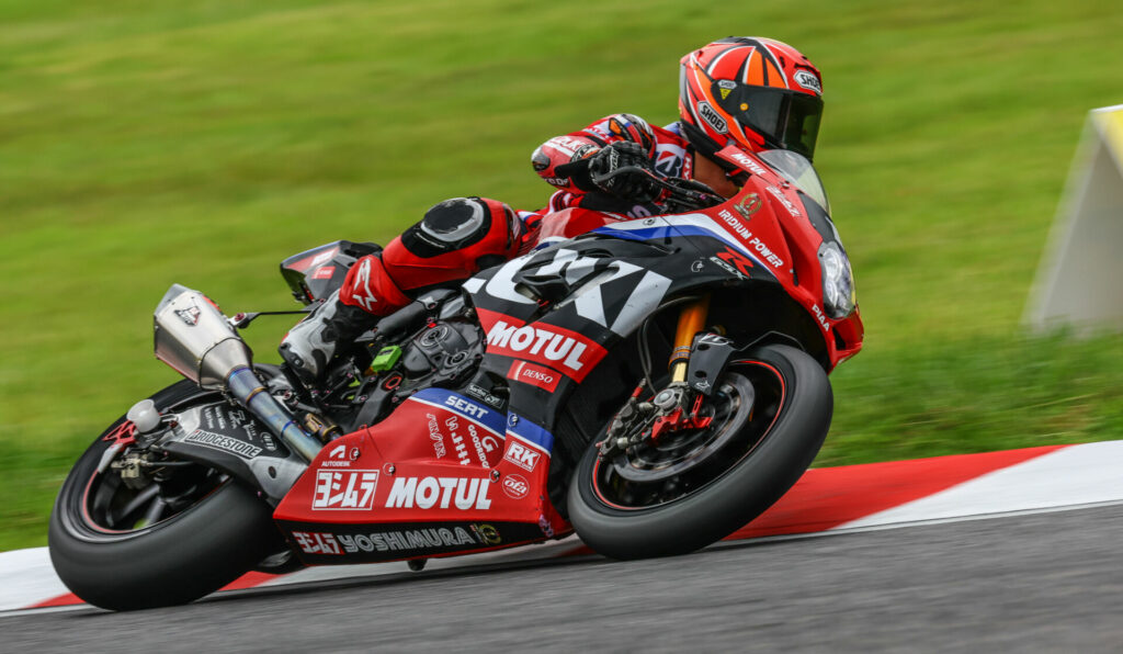 Kazuki Watanabe (1) on the Yoshimura SERT Motul Suzuki GSX-R1000. Photo courtesy Team Suzuki Press Office.