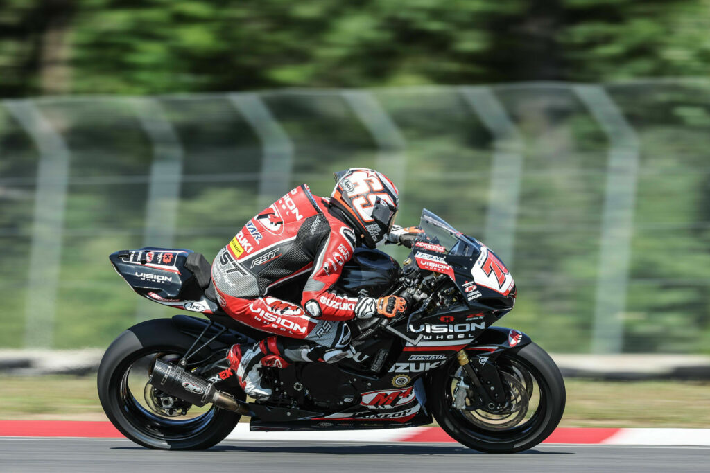 Even though his Race Two ended early, Tyler Scott (70) is looking forward to the next round in Pittsburgh. Photo courtesy Suzuki Motor USA LLC.