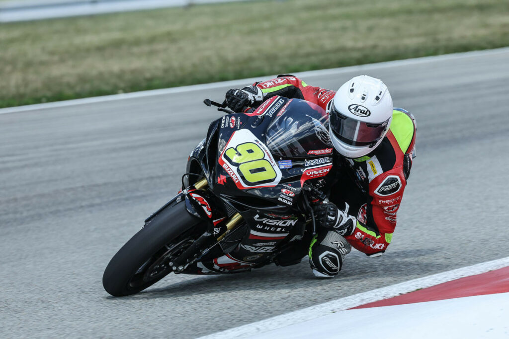 Learning more and more each race, Liam Grant (90) cards a 13th place finish in Race 1. Photo courtesy Suzuki Motor USA, LLC.