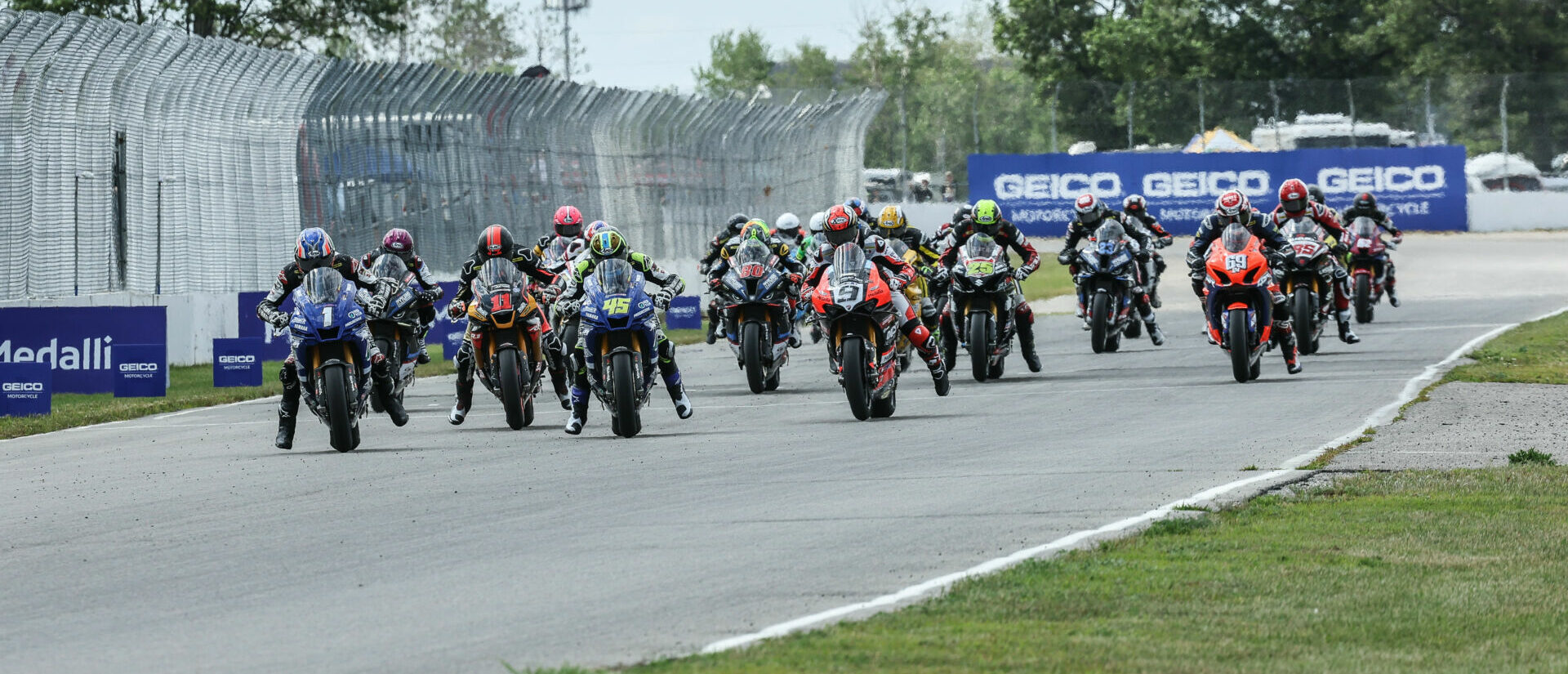 The start of MotoAmerica Superbike Race One. Photo by Brian J. Nelson.