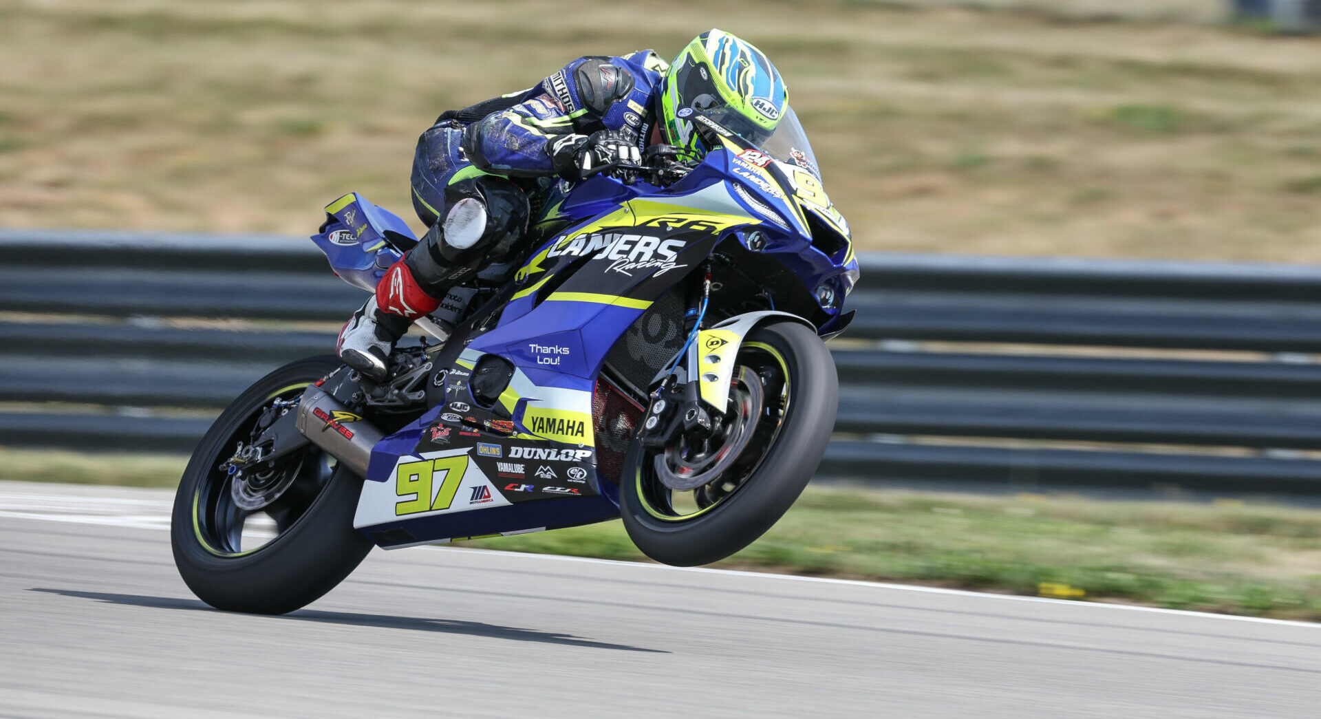 Rocco Landers (97) at speed on his Landers Racing Yamaha YZF-R6 at Pittsburgh International Race Complex. Photo by Brian J. Nelson.