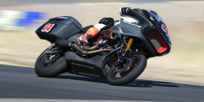 Both Kyle and Travis Wyman have won MotoAmerica Mission King Of The Baggers races, and Cody has worked behind the scenes as a test rider. Photo courtesy Harley-Davidson.