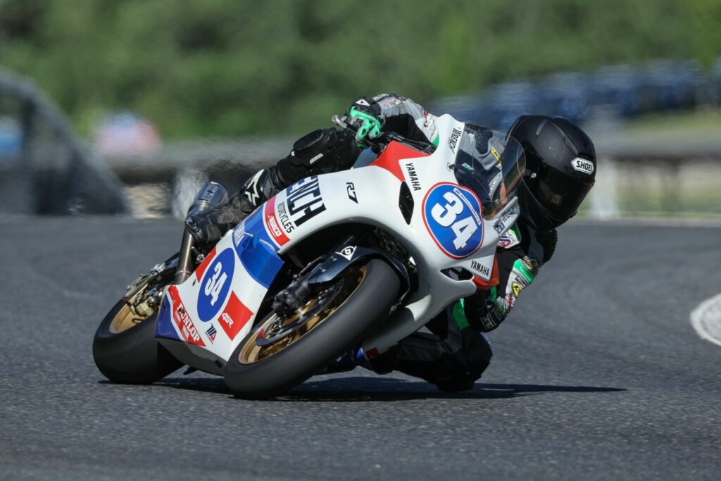 Cody and the Wrench Motorcycles Yamaha R7 got a late start in the 2022 MotoAmerica REV'IT! Twins Cup season but have moved up the ranks steadily, with a podium at Ridge Motorsports Park. Photo by Brian J. Nelson.