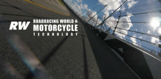 The view from a motorcycle at speed during a Team Hammer Advanced Riding School and Pro Practice day at Daytona International Speedway. Photo courtesy Team Hammer.