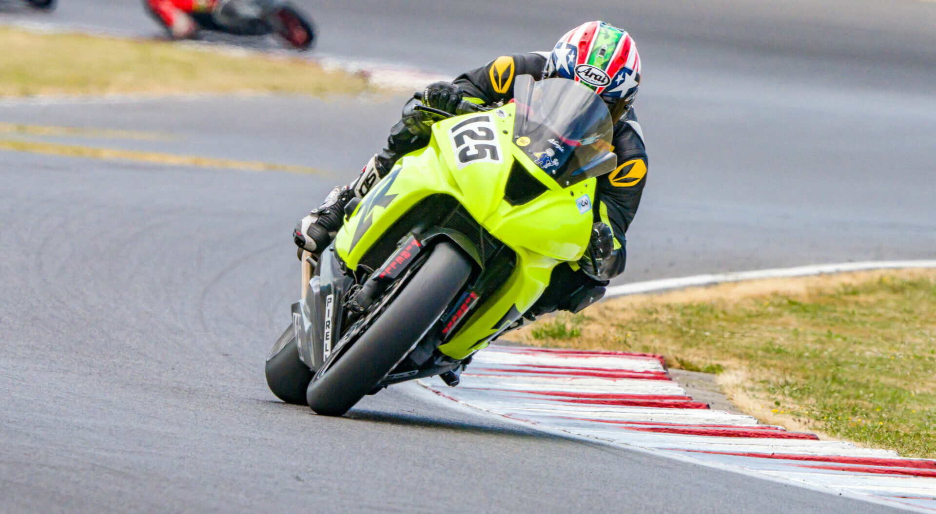 Oliver Jervis (125) won two races on his Zlock Racing Kawasaki. Photo by Louis Stevenson/StevensonFoto.com, courtesy OMRRA.