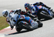 Ben Young (86) and Alex Dumas (1) battled in Race One at Canadian Tire Motorsport Park. Photo by Rob O'Brien, courtesy CSBK/PMP.